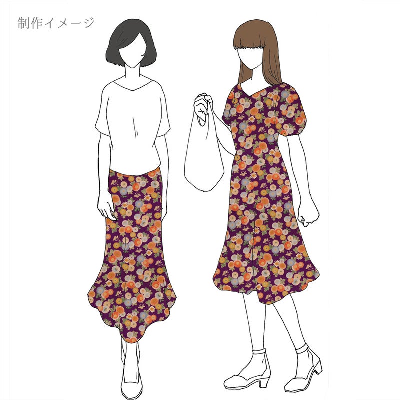 和柄コットン生地 彩り菊づくし(紫) 10cm単位 切り売り