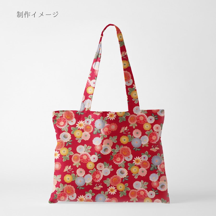 和柄コットン生地 彩り菊づくし(赤) 10cm単位 切り売り