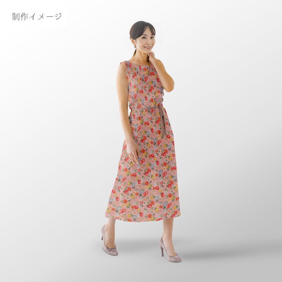和柄コットン生地 彩り菊づくし(ピンク) 10cm単位 切り売り