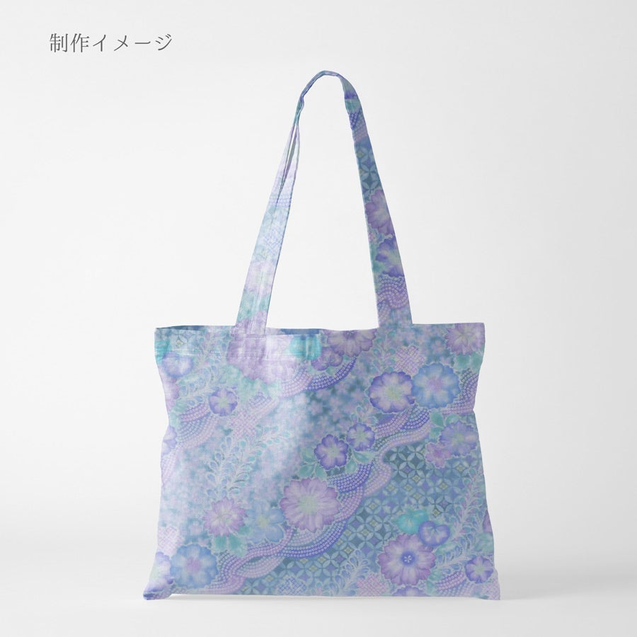 和柄コットン生地 辻が花調花づくし(ブルー) 10cm単位 切り売り