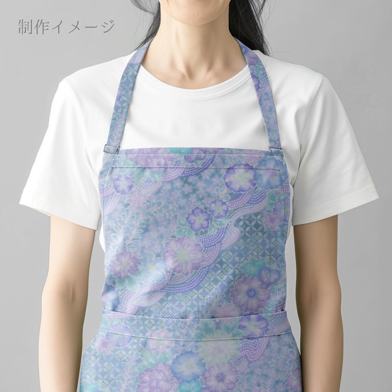 和柄コットン生地 辻が花調花づくし(ブルー) 10cm単位 切り売り