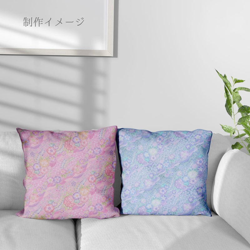 和柄コットン生地 辻が花調花づくし(ピンク) 10cm単位 切り売り