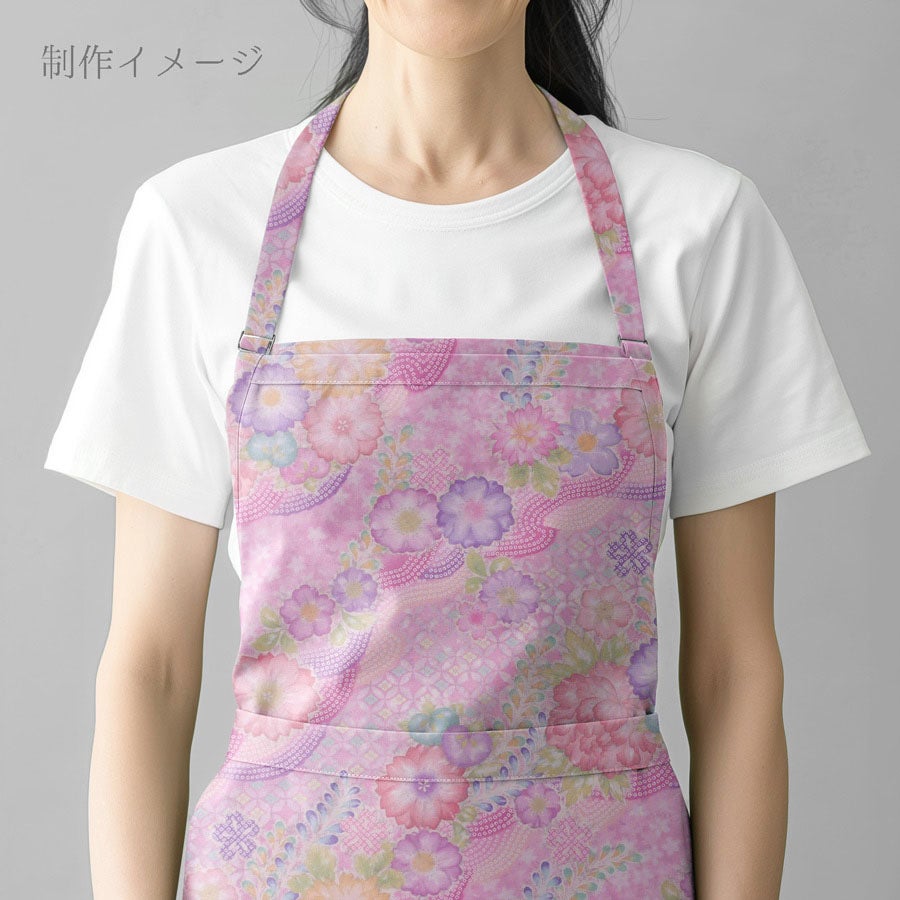 和柄コットン生地 辻が花調花づくし(ピンク) 10cm単位 切り売り