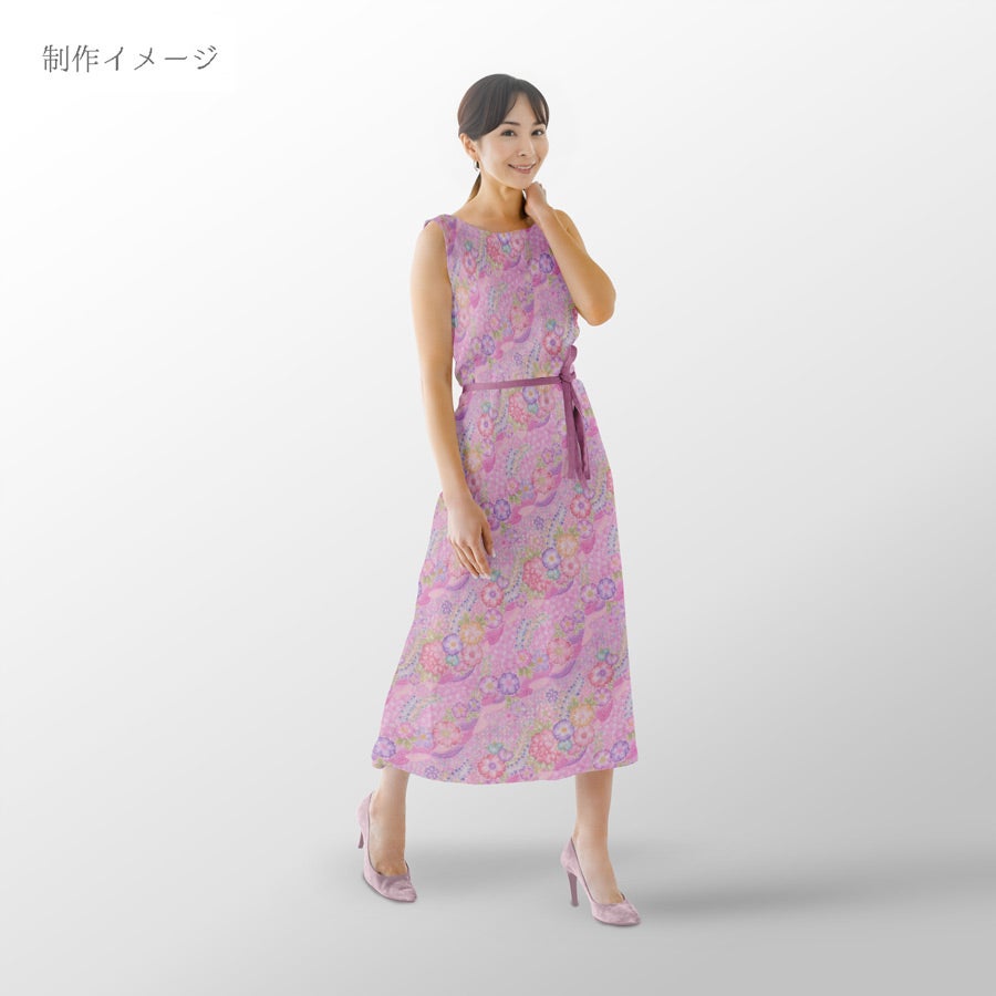 和柄コットン生地 辻が花調花づくし(ピンク) 10cm単位 切り売り