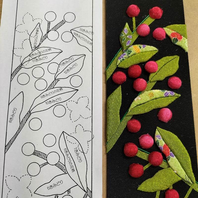 ちりめん手芸キット 花と実の短冊 9月 山法師