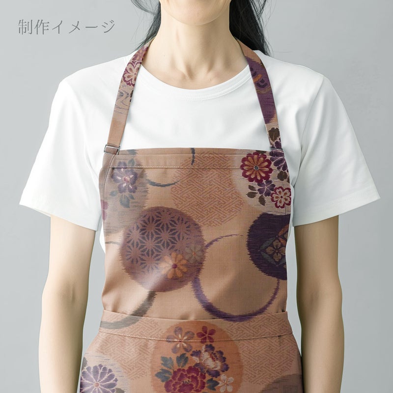 和柄コットン生地 かすり風花の輪模様(ベージュ) 10cm単位 切り売り