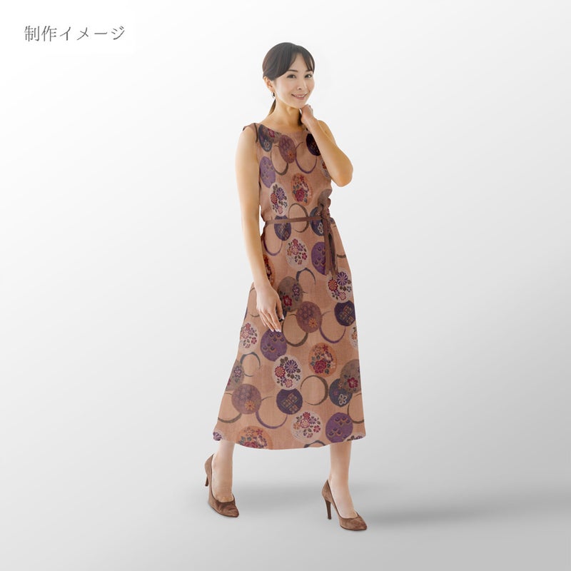 和柄コットン生地 かすり風花の輪模様(ベージュ) 10cm単位 切り売り