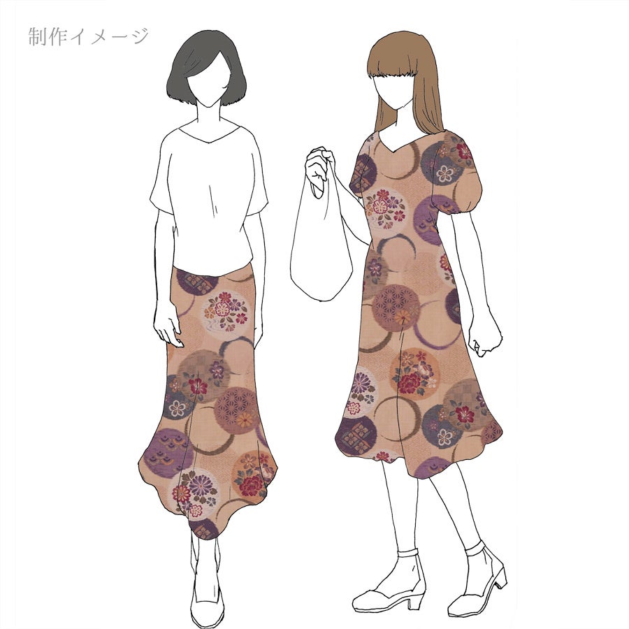 和柄コットン生地 かすり風花の輪模様(ベージュ) 10cm単位 切り売り
