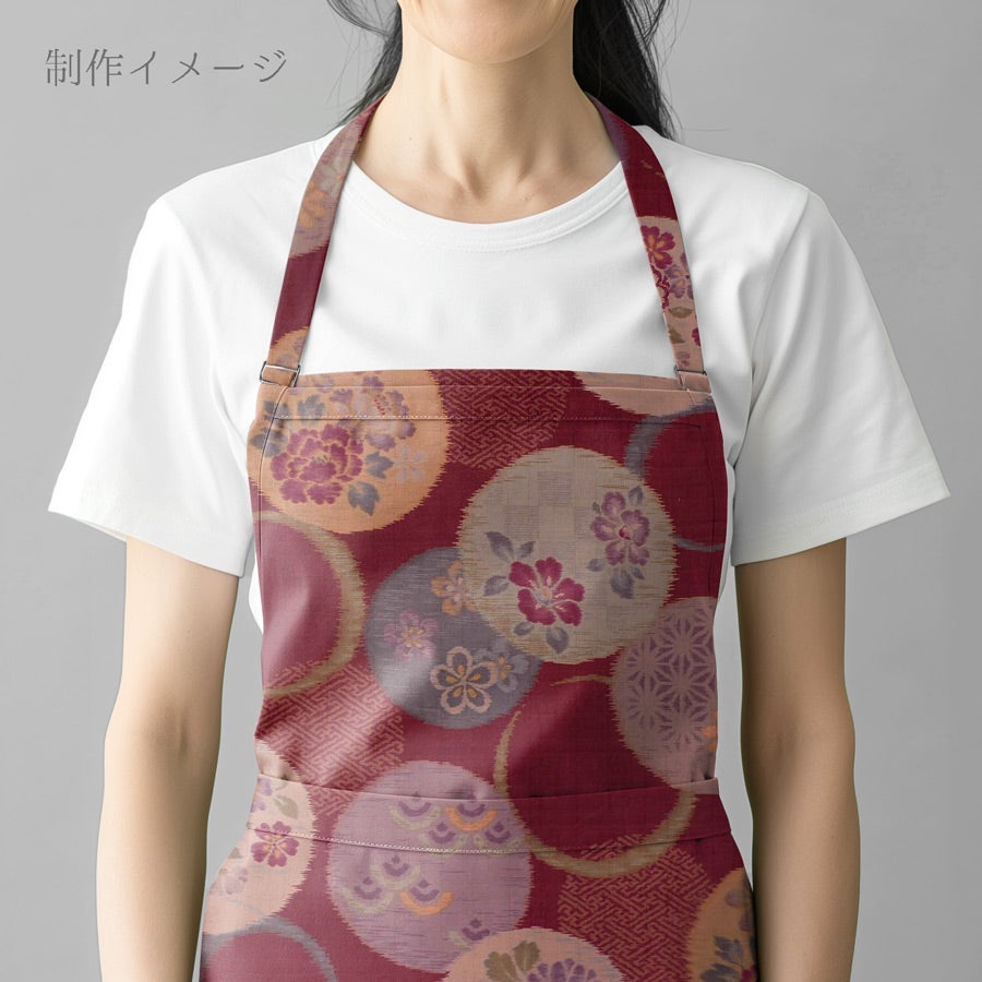 和柄コットン生地 かすり風花の輪模様(えんじ) 10cm単位 切り売り