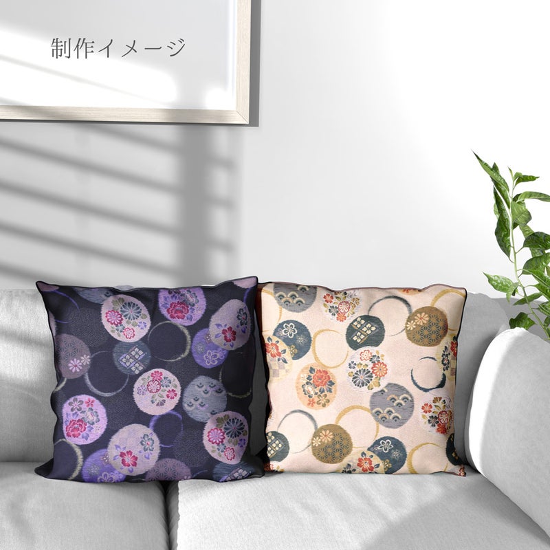 和柄コットン生地 かすり風花の輪模様(紺色) 10cm単位 切り売り