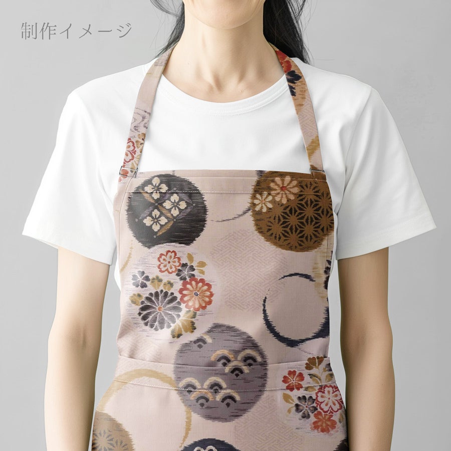 和柄コットン生地 かすり風花の輪模様(くすみアイボリー) 10cm単位 切り売り