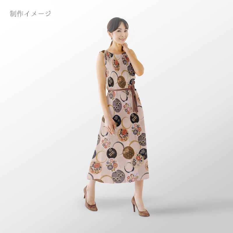 和柄コットン生地 かすり風花の輪模様(くすみアイボリー) 10cm単位 切り売り