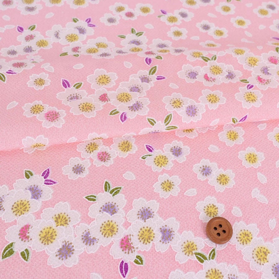 ちりめん生地 白桜(ピンク) １ｍ単位