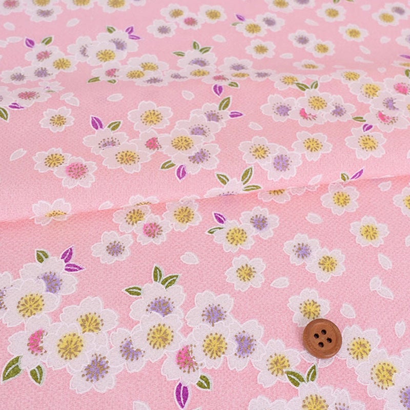 ちりめん生地 白桜(ピンク) １ｍ単位