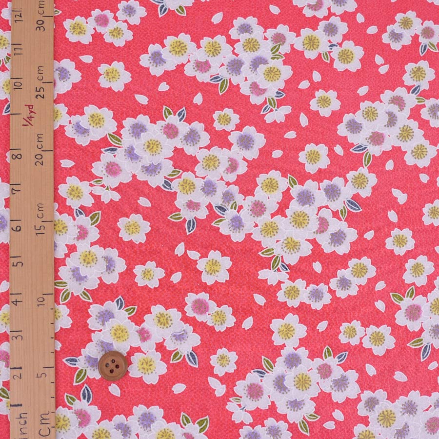 ちりめん生地 白桜(薄赤) １ｍ単位