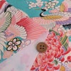 レーヨンりんず 古典鶴柄(水色) 10cm単位 切り売り