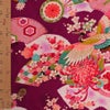 レーヨンりんず 古典鶴柄(紅紫) 10cm単位 切り売り