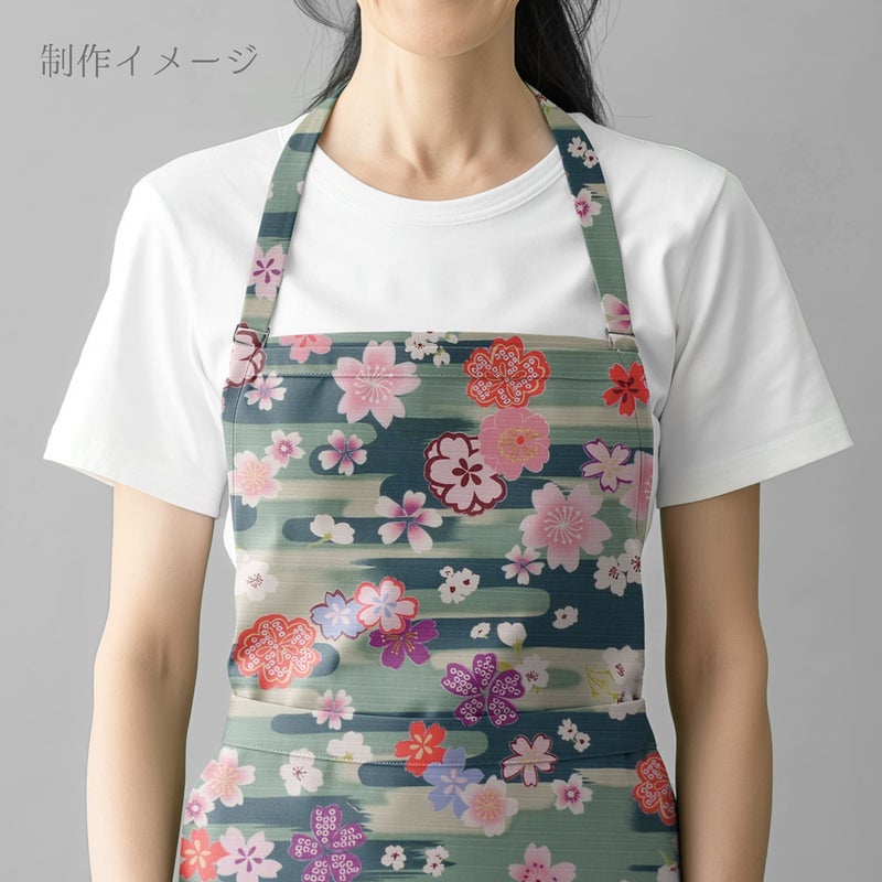 和柄コットン生地 桜づくし霞文様(青緑) 10cm単位 切り売り