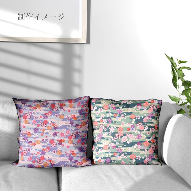 和柄コットン生地 桜づくし霞文様(水色) 10cm単位 切り売り