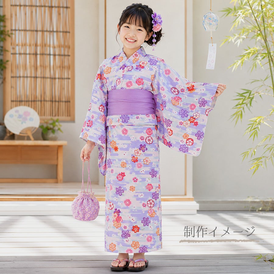 和柄コットン生地 桜づくし霞文様(水色) 10cm単位 切り売り |生地 和柄