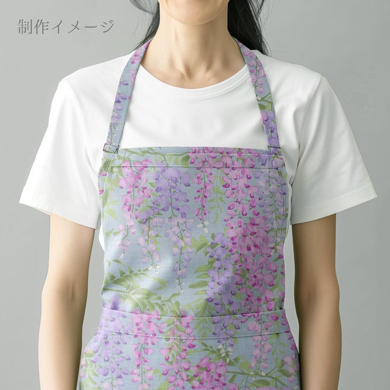 和柄コットン生地 しだれ藤(水あさぎ) 10cm単位 切り売り