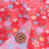 ちりめん生地 ぼかし地に芝と小花(赤) １ｍ単位