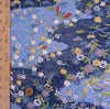 ちりめん生地 流水に春秋花と蝶(青) １ｍ単位