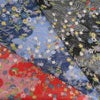 ちりめん生地 流水に春秋花と蝶(青) １ｍ単位