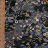ちりめん生地 流水に春秋花と蝶(黒) １ｍ単位