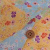 ちりめん生地 きらめく花のお庭(水色/黄色) １ｍ単位