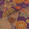 古布調ちりめん生地 手まりと和の花(紫) １ｍ単位