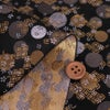 金襴生地(金らん) 金銀丸文と破れ七宝(黒) 10cm単位 切り売り