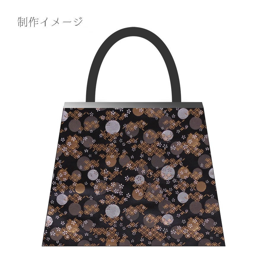 金襴生地(金らん) 金銀丸文と破れ七宝(黒) 10cm単位 切り売り