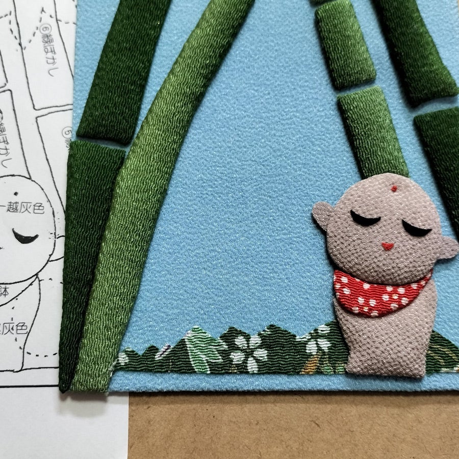ちりめん押絵キット 四季のお地蔵さん 夏地蔵・竹林の小路