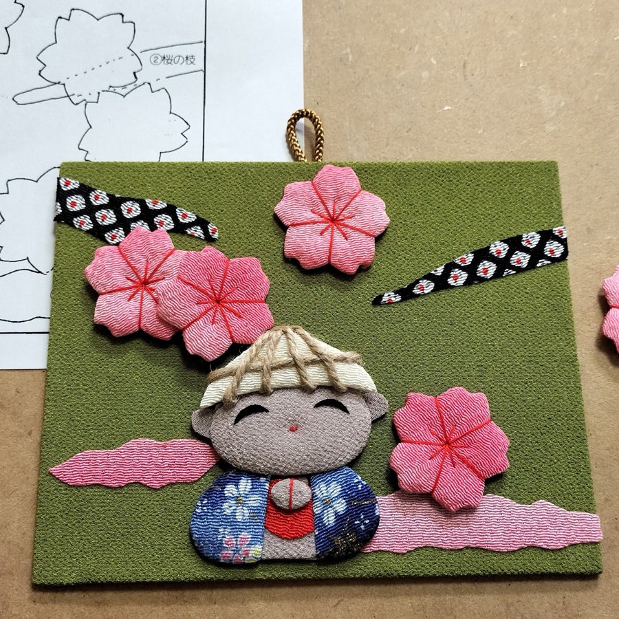 ちりめん押絵キット 四季のお地蔵さん 春地蔵・八重桜