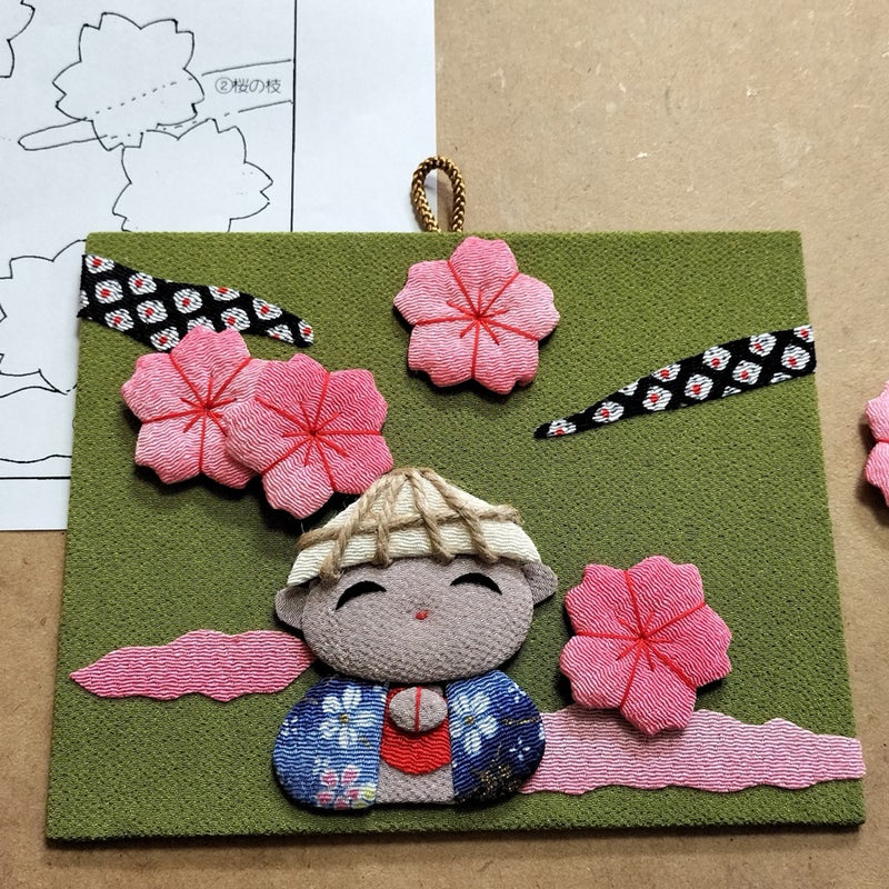 ちりめん押絵キット 四季のお地蔵さん 春地蔵・八重桜