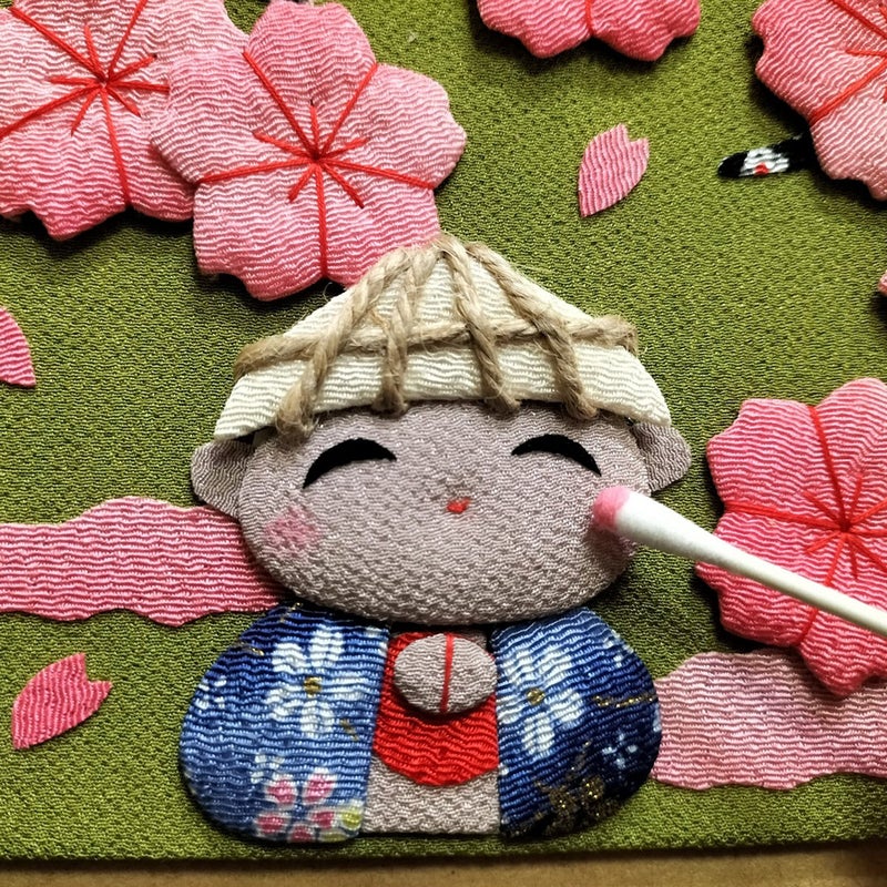 ちりめん押絵キット 四季のお地蔵さん 春地蔵・八重桜