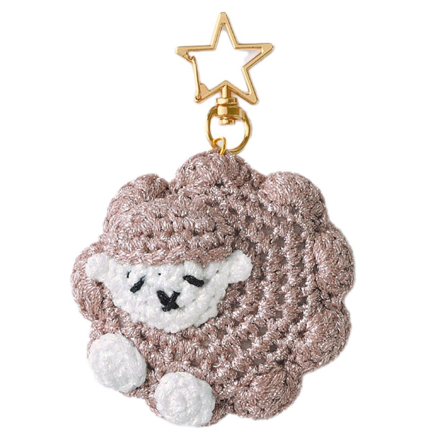 編み物キット すやすやひつじチャーム(ピンクベージュ)