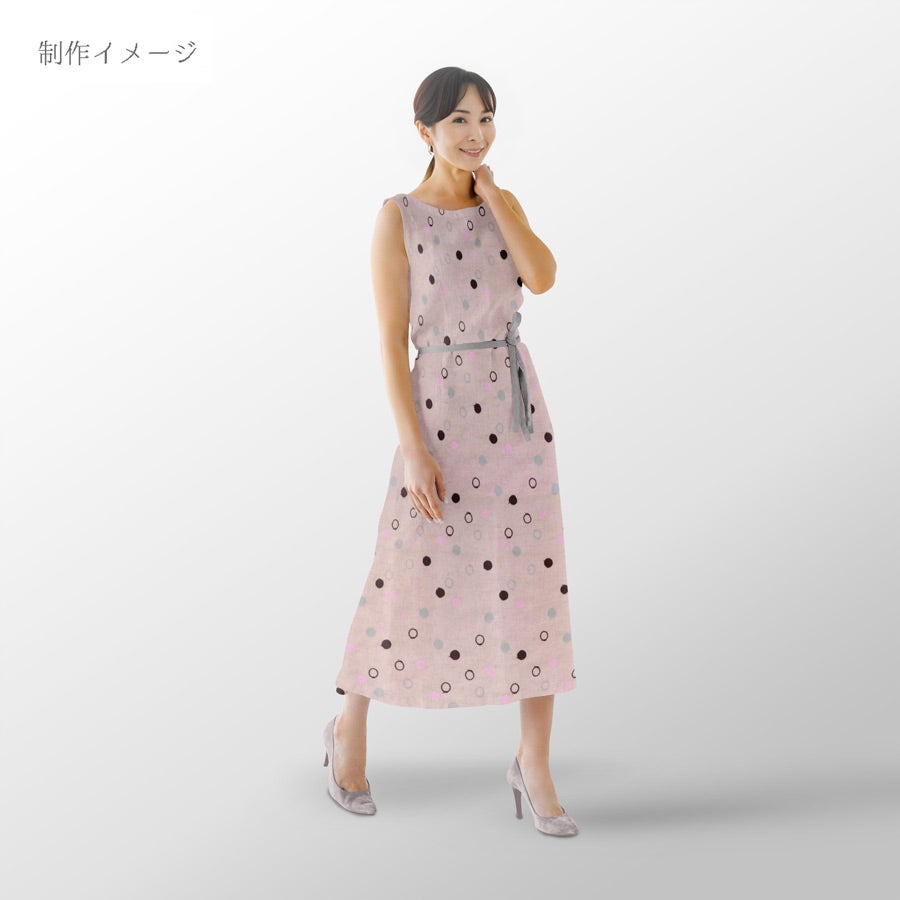 綿麻シーチング刺しゅう生地 輪あそび(ショコラパステル) 10cm単位 切り売り