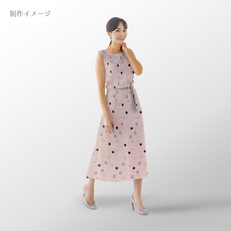 綿麻シーチング刺しゅう生地 輪あそび(ショコラパステル) 10cm単位 切り売り