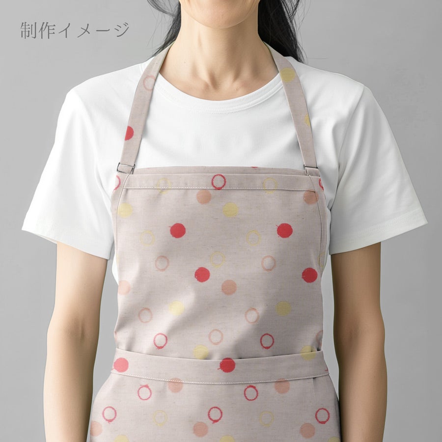 綿麻シーチング刺しゅう生地 輪あそび(彩りオレンジ) 10cm単位 切り売り