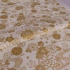 和柄コットン生地 金流水に花(白) 10cm単位 切り売り