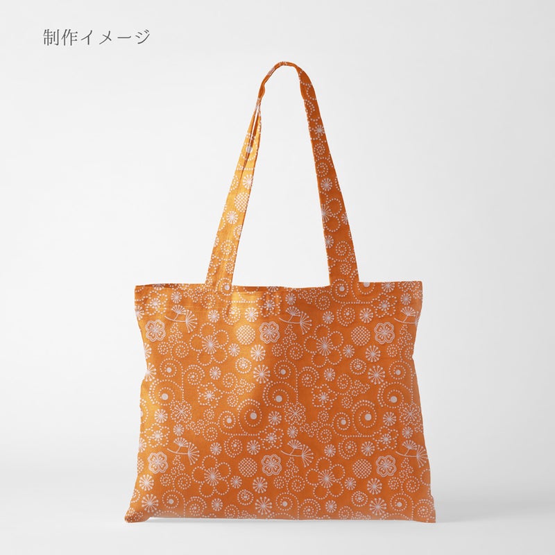 リバーシブル フクレジャガード生地 モダンフラワー(オレンジ) 10cm単位 切り売り