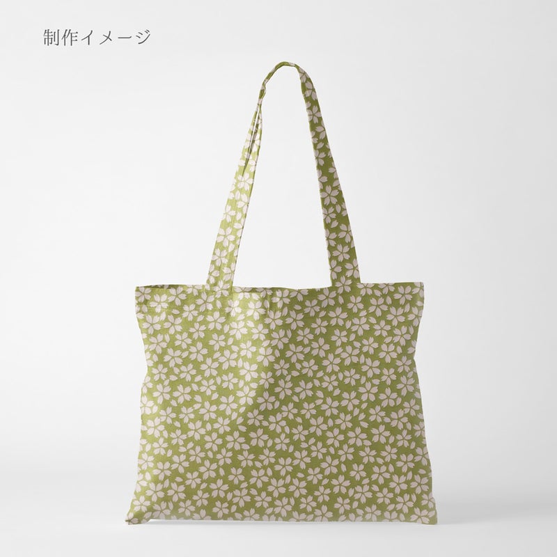 リバーシブル フクレジャガード生地 桜ちらし(若草) 10cm単位 切り売り