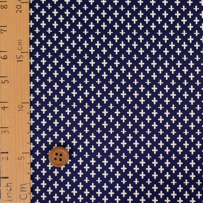 リバーシブル フクレジャガード生地 刺子風クロス柄(紺) 10cm単位 切り売り