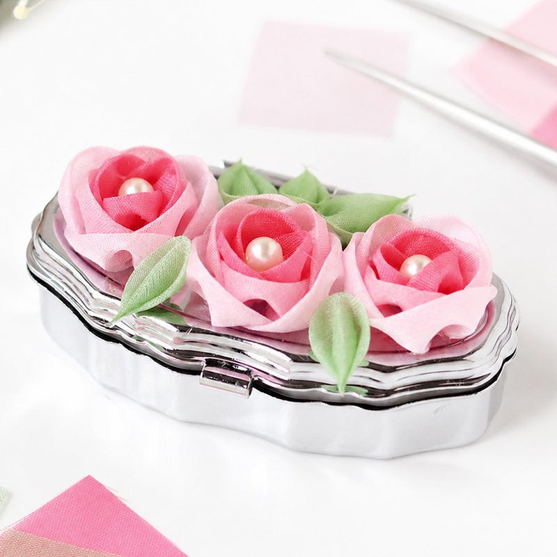 正絹羽二重つまみ細工キット 花しごと33/玉薔薇のピルケース