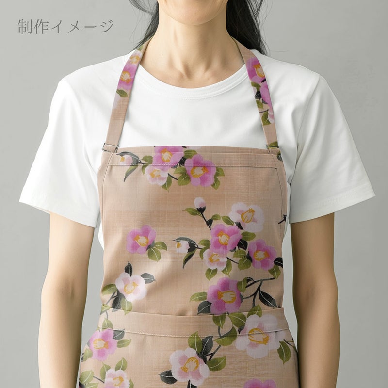 和柄コットン生地 ぼかし椿(ベージュ) 10cm単位 切り売り