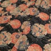 ポリちりめん生地 花雪輪に桜(黒) 10cm単位 切り売り