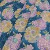ポリちりめん生地 花雪輪に桜(青) 10cm単位 切り売り
