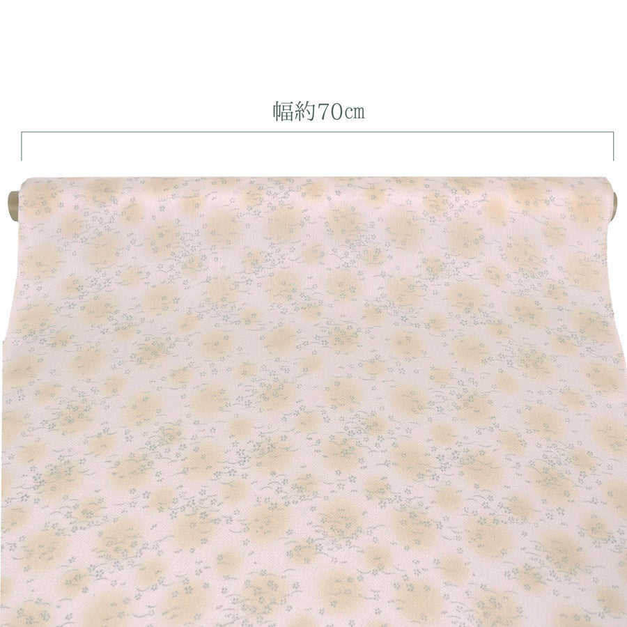 ちりめん生地 丸ぼかしに芝と桜 10cm単位 切り売り